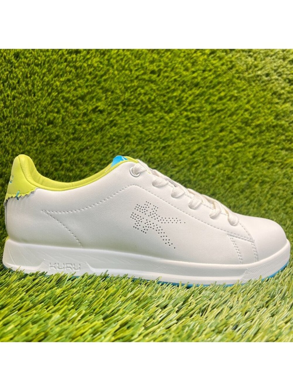 Kuru Roam Classic Court Womens Size 7 White Lime Athletic Leather Shoes Sneakers
